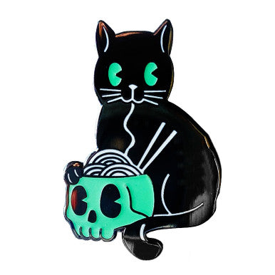 Glowing Ramen Cat Enamel Pin
