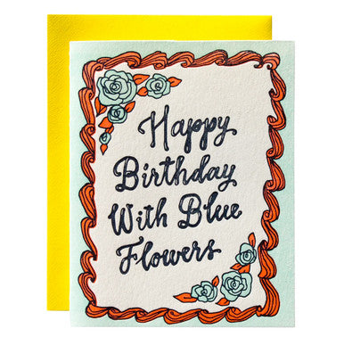 Happy Birthday with Blue Flowers Card
