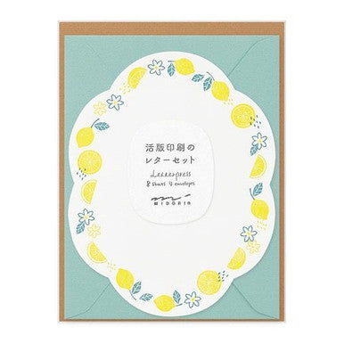 Die Cut Letterpress Stationery Set, Lemon
