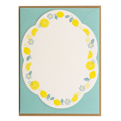 Die Cut Letterpress Stationery Set, Lemon
