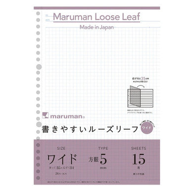 Wide Folded Loose Leaf Graph Paper, B5