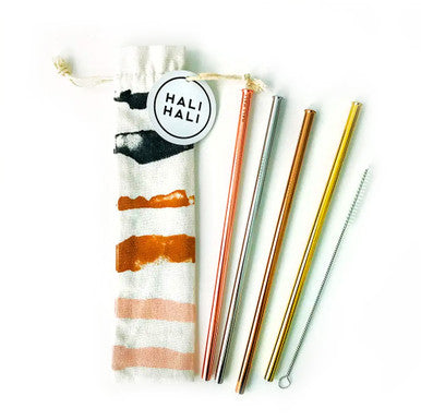 Organic Stripe Reusable Straw Set