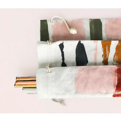 Organic Stripe Reusable Straw Set