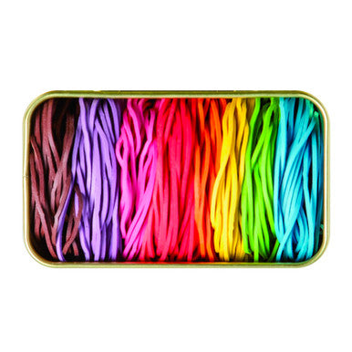 Tin of Rainbow Rubber Bands