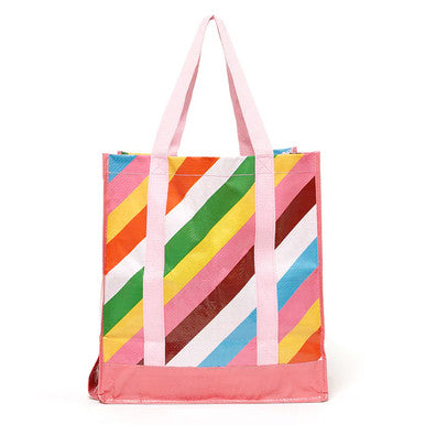 Rainbow Stripes Reuse Reduce Foldable Market Bag