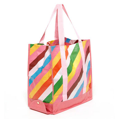 Rainbow Stripes Reuse Reduce Foldable Market Bag