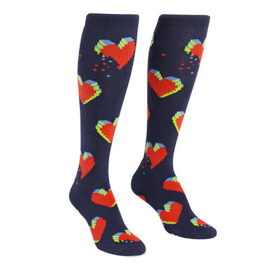 Pixelated Heart Knee High Socks