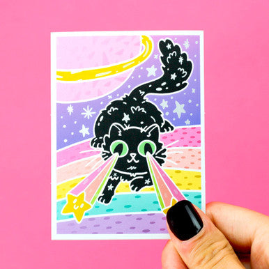 Galaxy Laser Cat Sticker