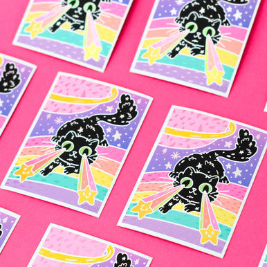 Galaxy Laser Cat Sticker