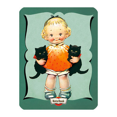 Little Girl with Kittens Vintage Notebook