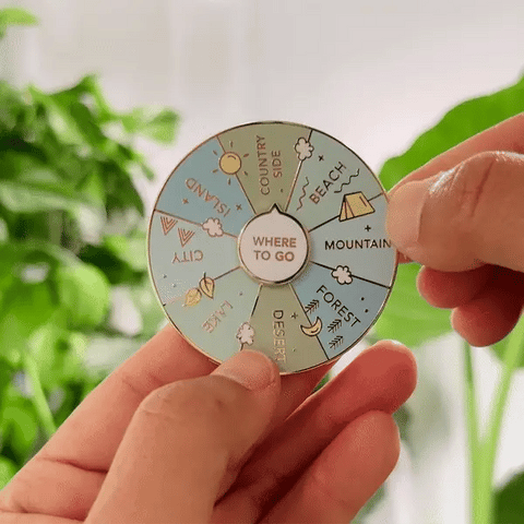 Where To Go Spinning Enamel Pin