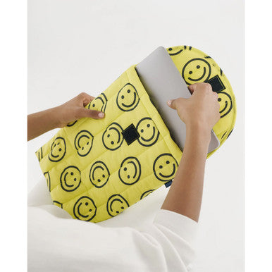 Puffy Laptop Sleeves: Yellow Happy